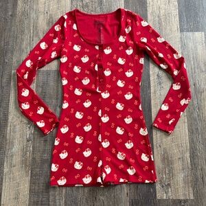 Hello Kitty Aeropostale One Piece Shorts Sleep Romper Pajamas Bows Women’s Small